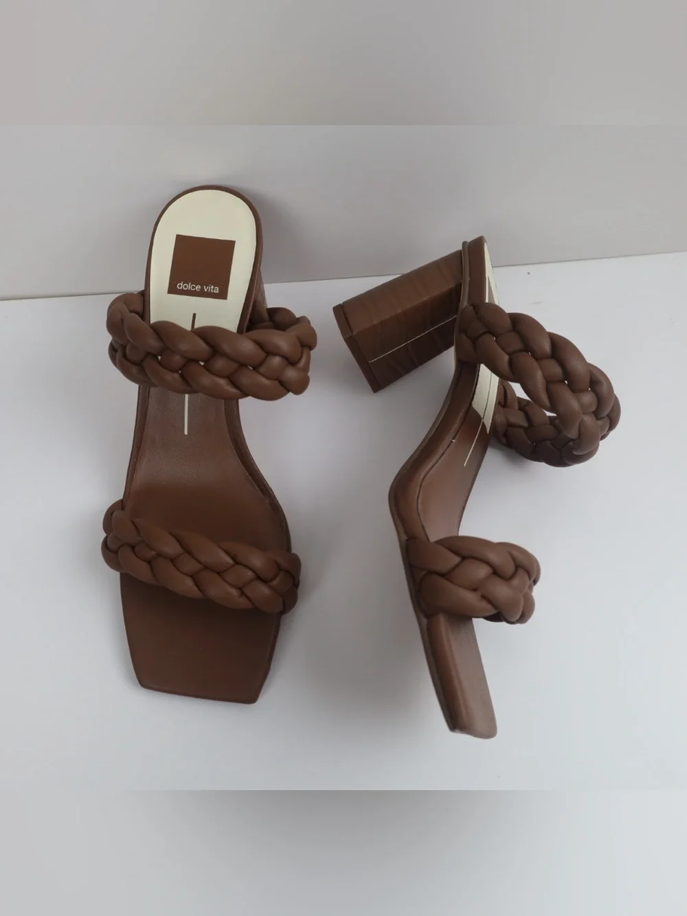Dolce Vita Paily Espresso Stella Braided Block Heel Sandals Women’s- 8M- 0509
